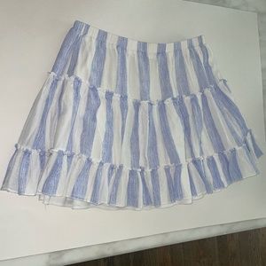 Princess Polly White/Blue Striped Tier Mini Skirt